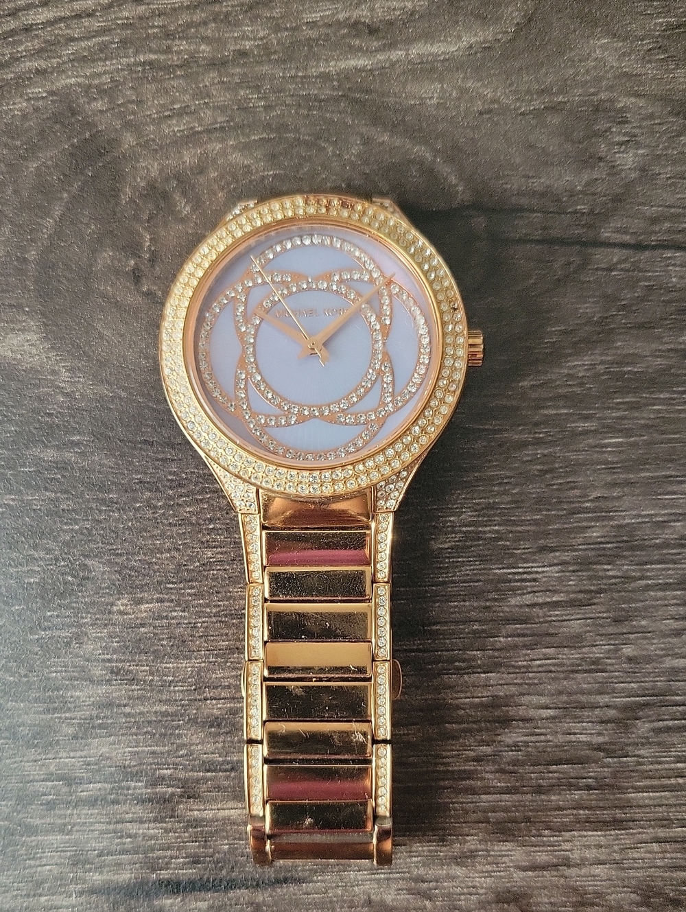 Gold Crystal Accent Women’s Watch - Elegant Rose Dial